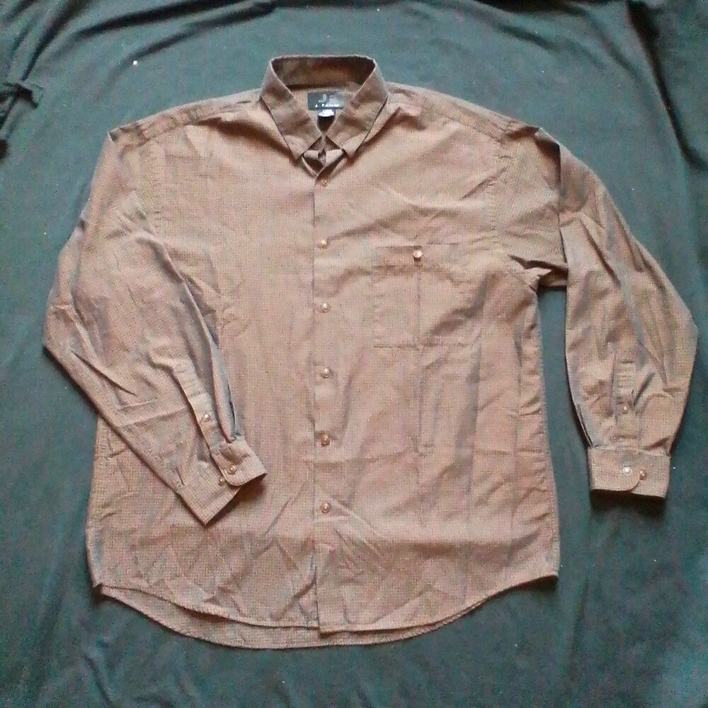 J. Ferrar Shirt Large Men Brown Long Sleeve Button Down Casual Adult Western